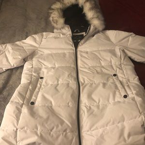 White HFX Parka - WARM. Down Alternative.  Detachable faux fur